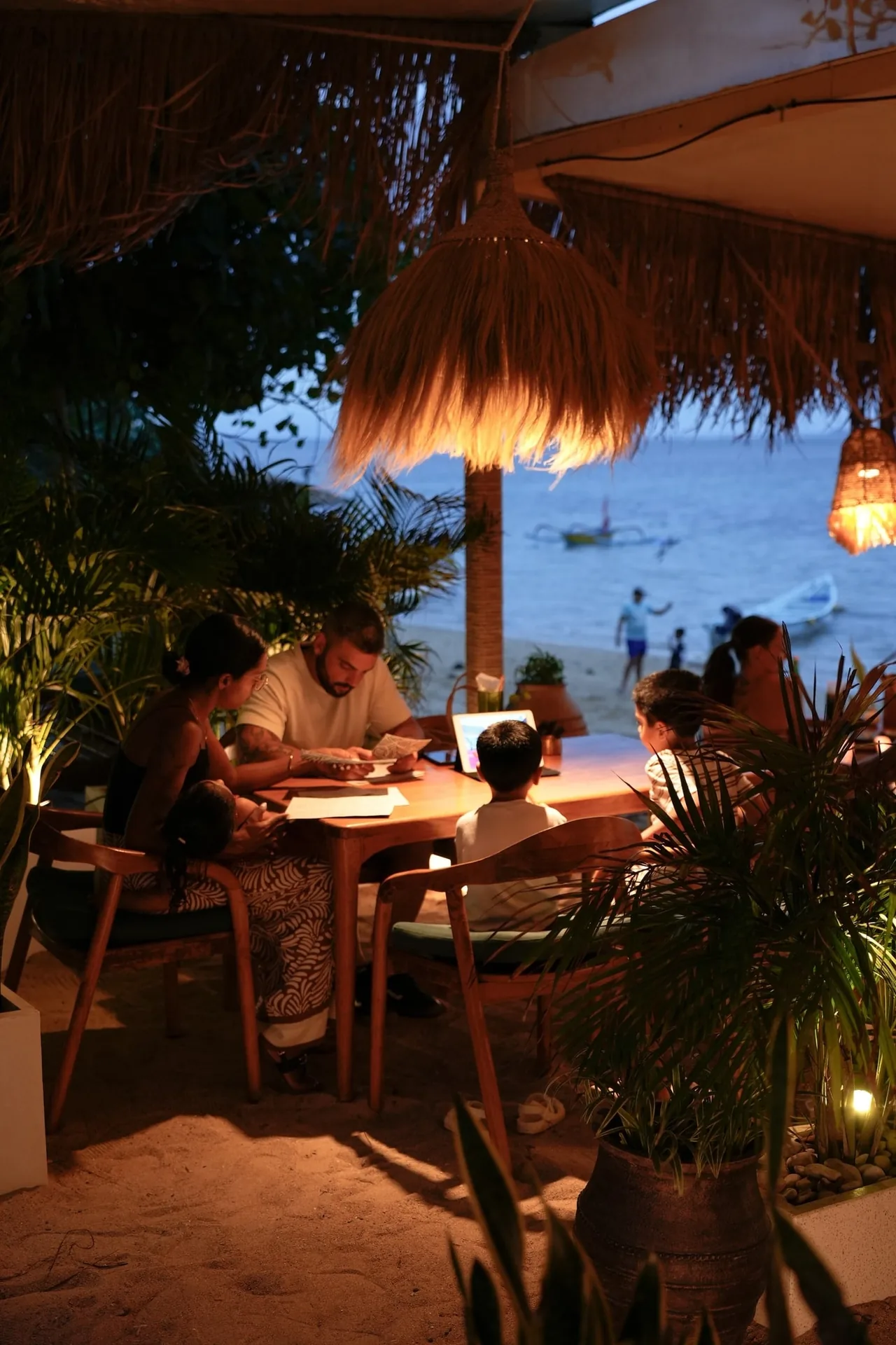 The dining area at Costa Beach Restaurant in Sanur