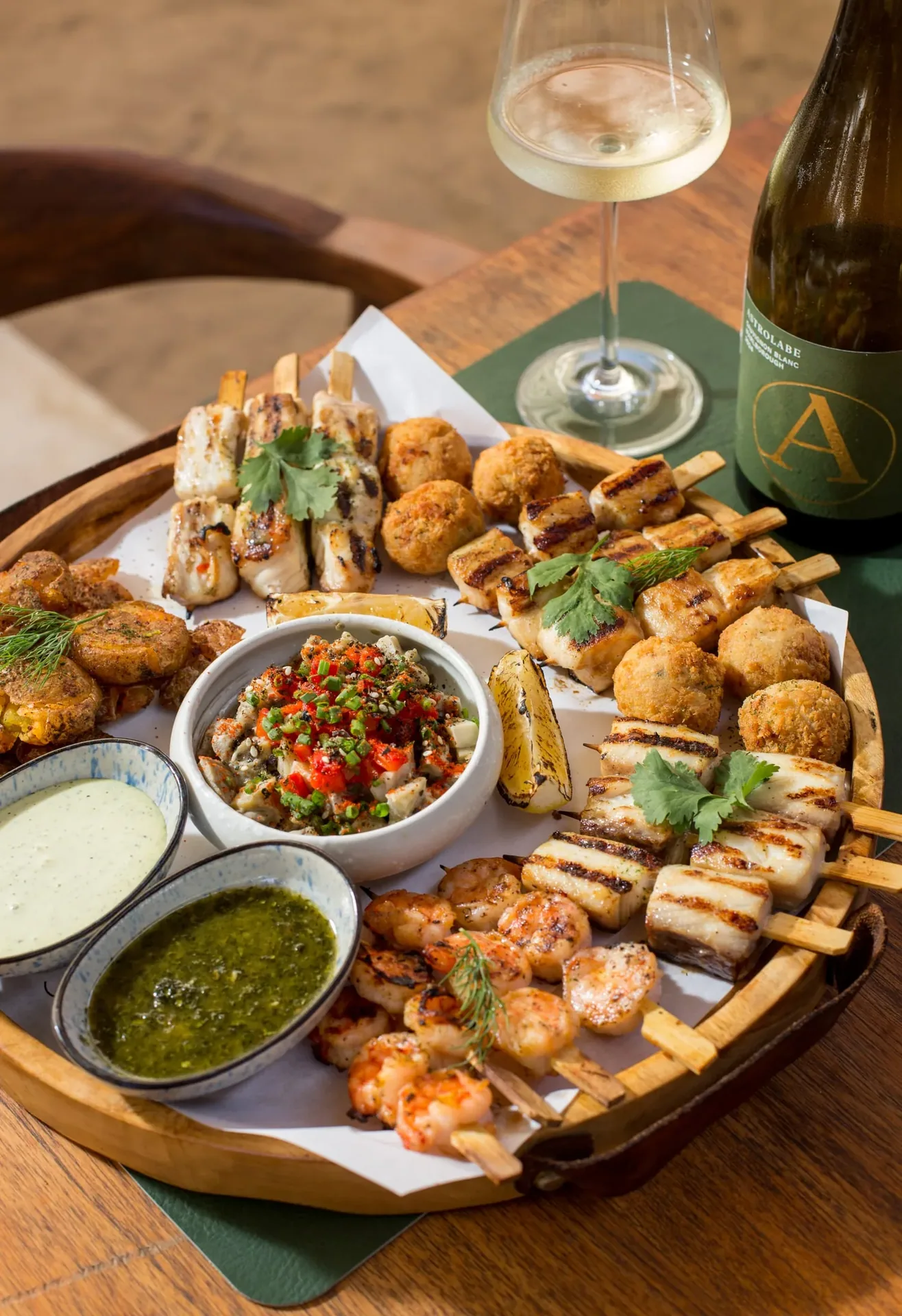 Seafood sharing plates at COSTA on Cemara Beach